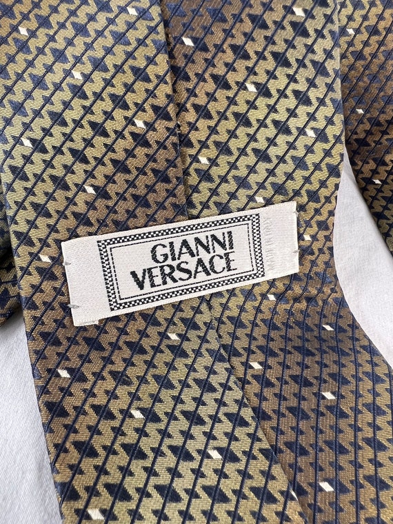 GIANNI VERSACE 100% Metallic Gold and Gray Silk D… - image 6