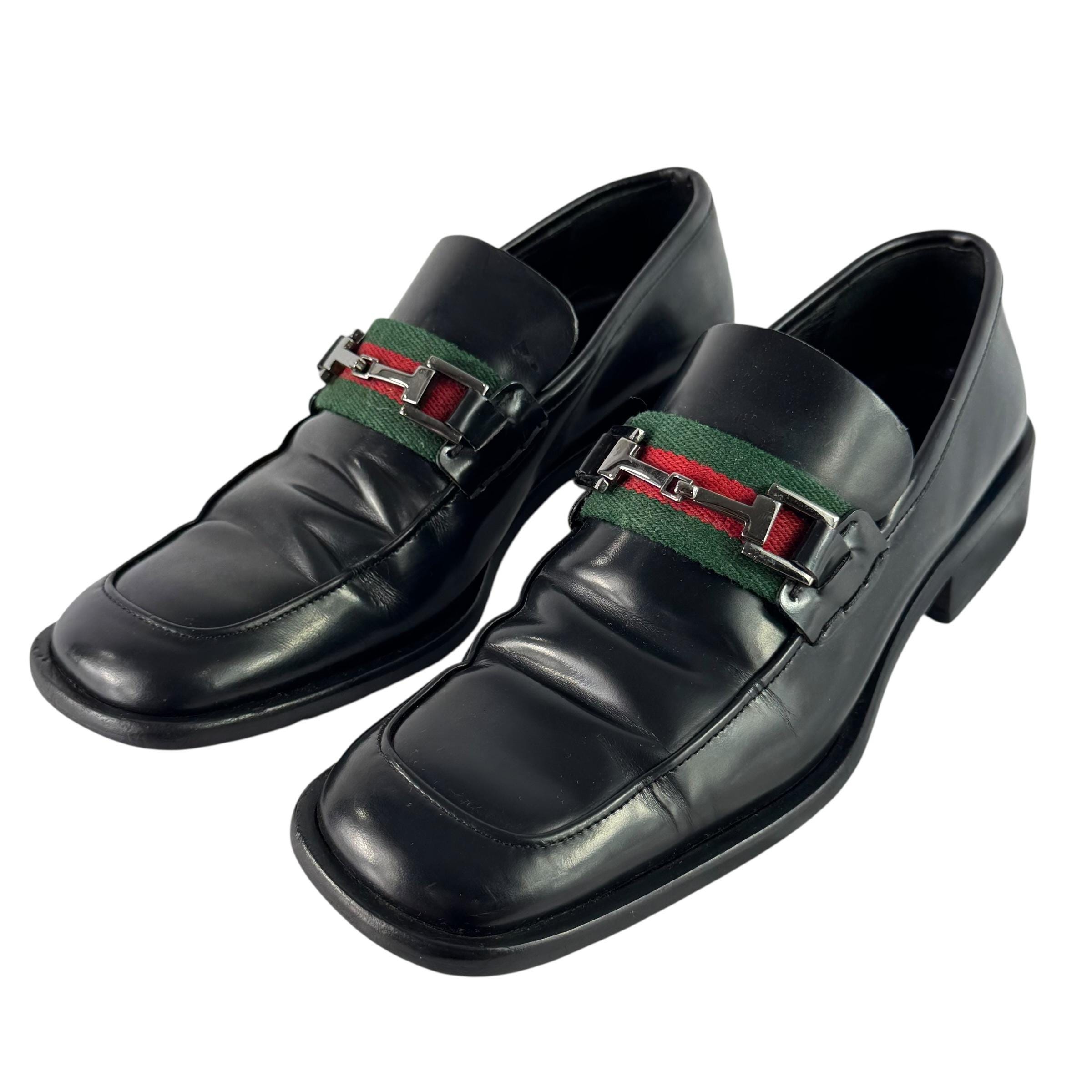 GUCCI Loafers Black Leather Sherry Line Horsebit Made in  display picture 3