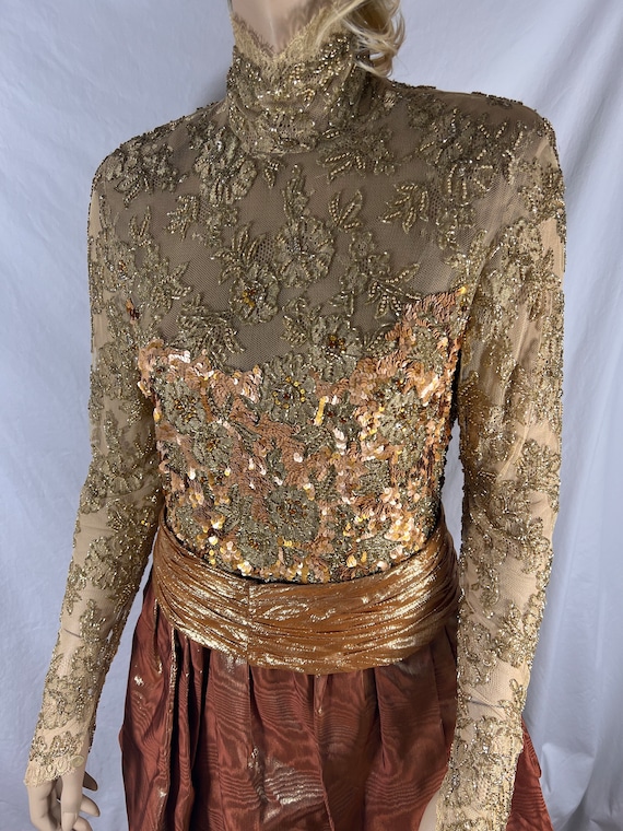 PAUL LOUIS ORRIER Sequins Viscose Metallic Brown … - image 2