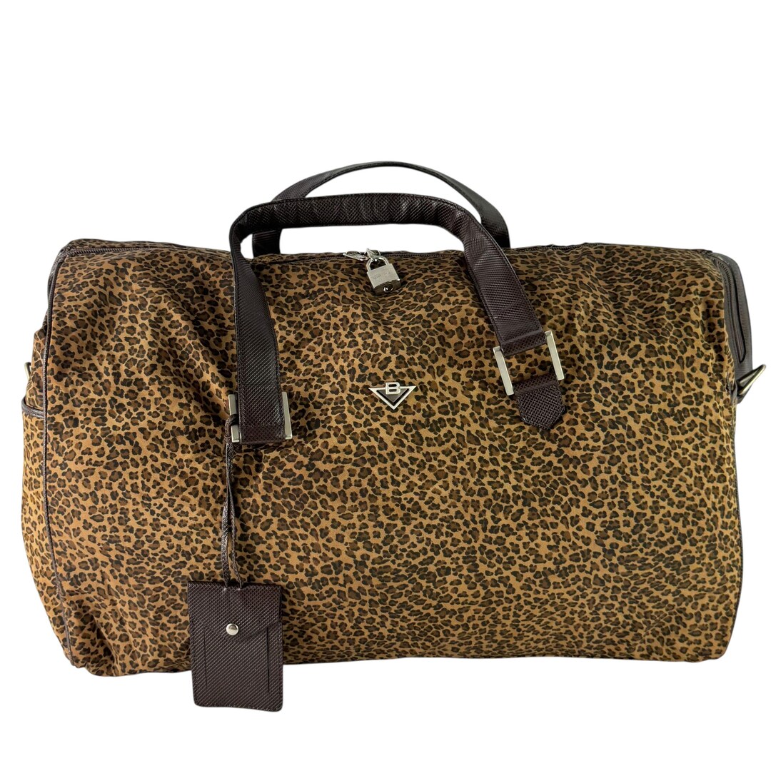 BOTTEGA VENETA Leopard Print Nylon Travel Weekender Duffle Bag