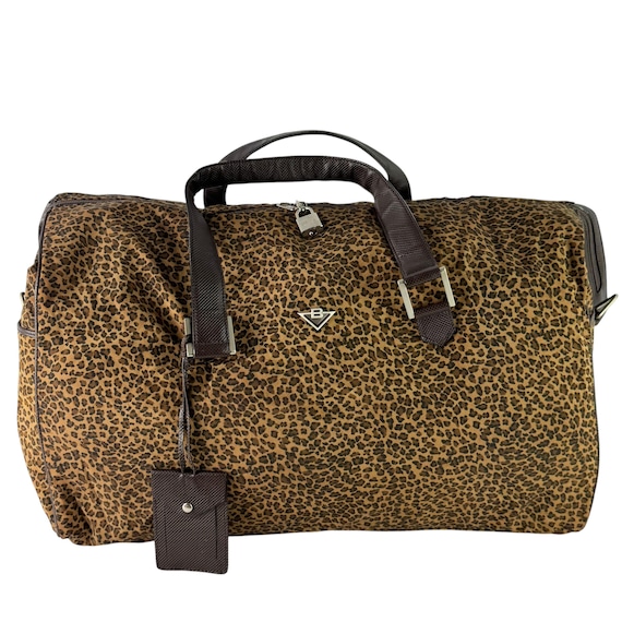 BOTTEGA VENETA Leopard Print Nylon Travel Weekender Duffle Bag