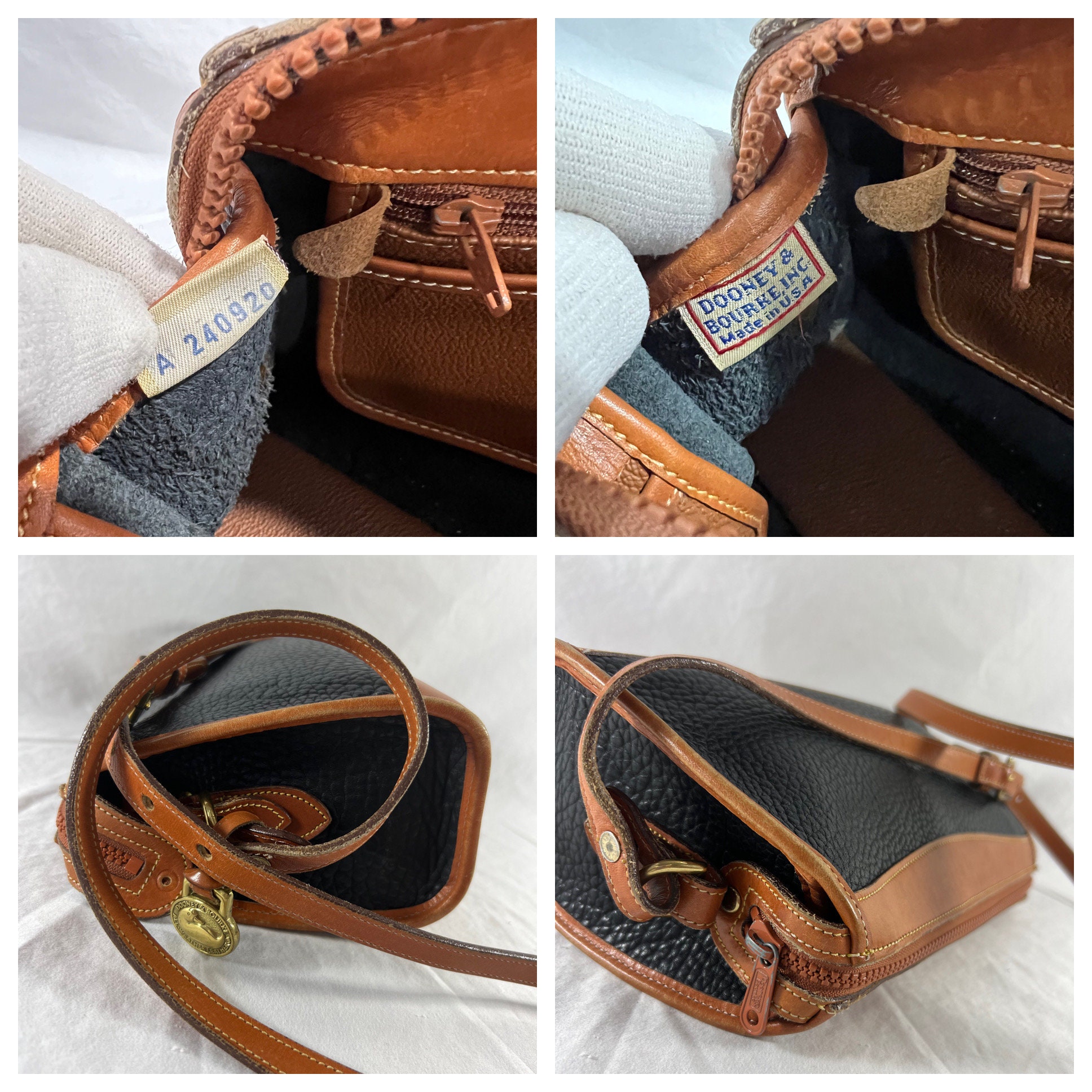 DOONEY and BOURKE Vintage Black Leather Crossbody Shoulder Bag Made in USA