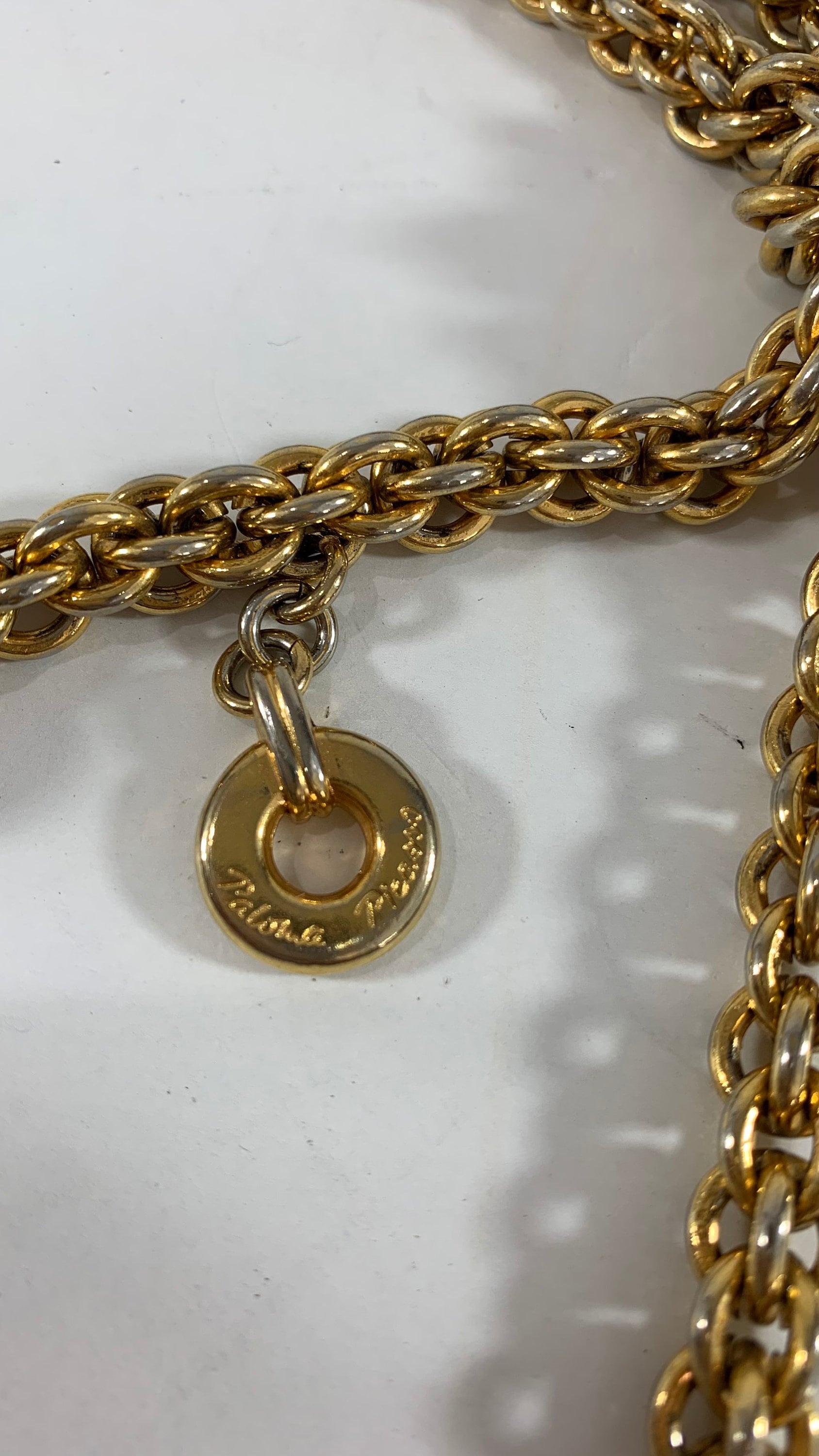 Paloma Picasso Vintage Gold-Tone X Heavy Chain Belt - One Size 80s Paloma Picasso Leather Belt - Lucky Vintage main image 4