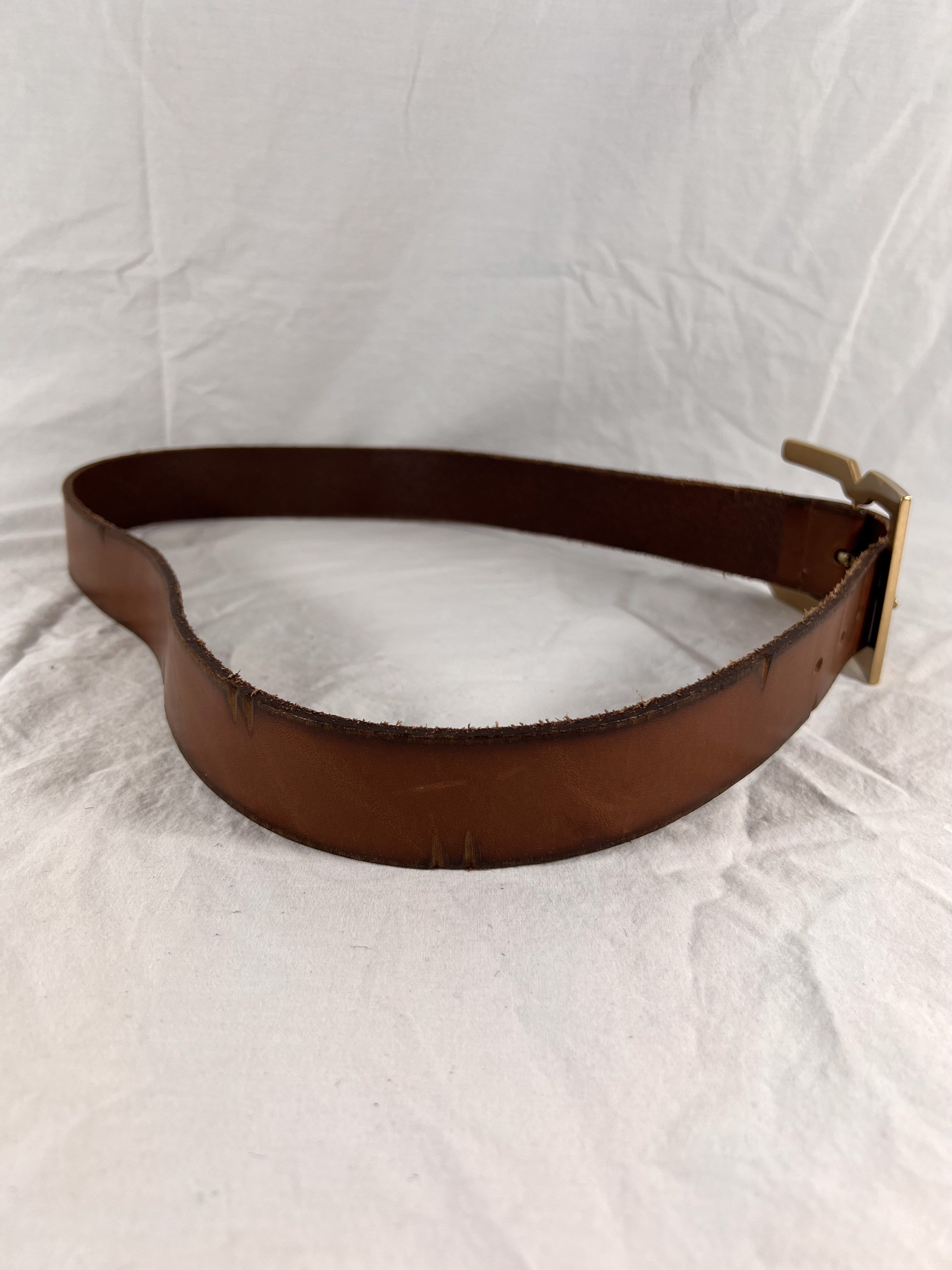 DOLCE and GABBANA Large D&G Square Logo Belt Tan Leather 