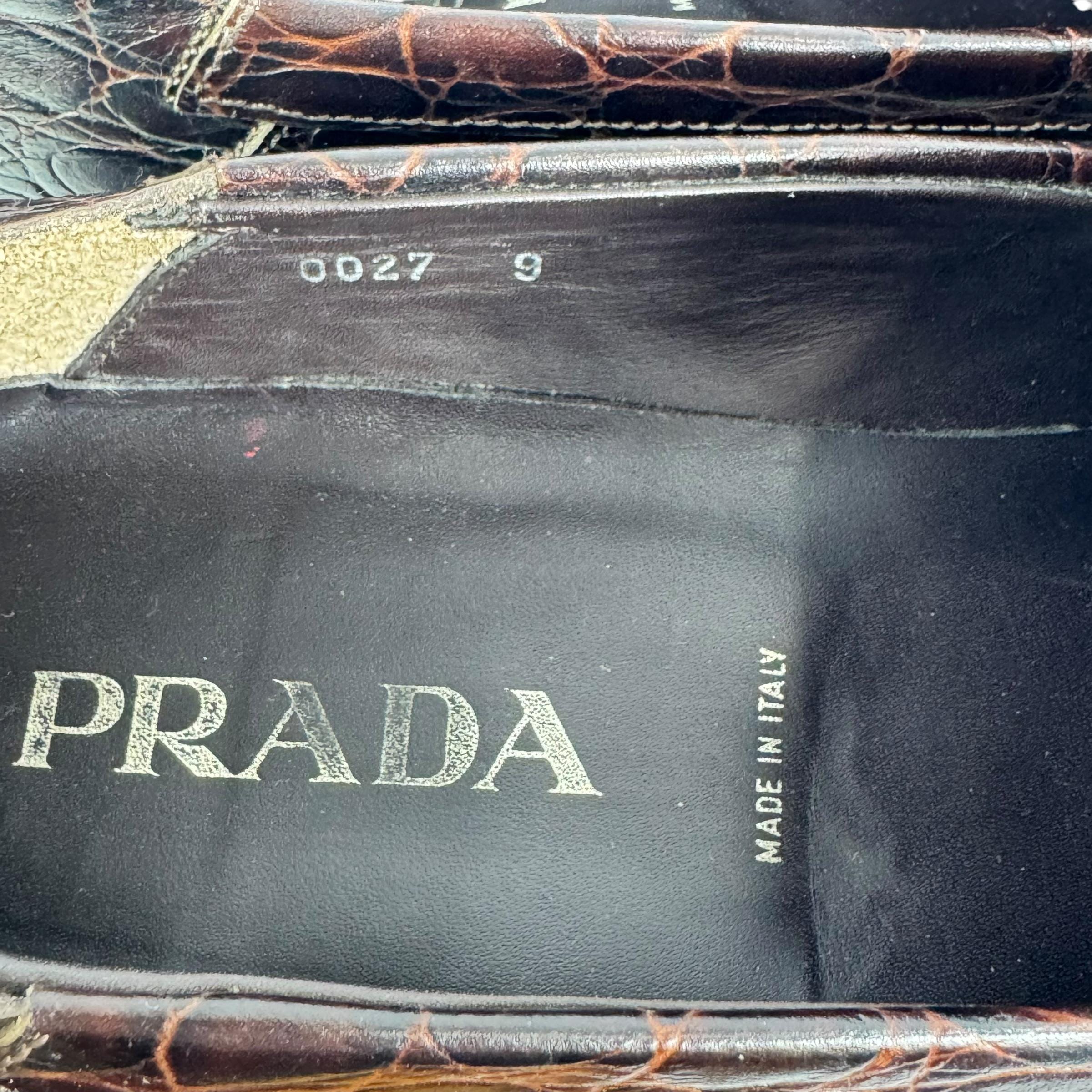 PRADA Dark Brown Croc Embossed Calfskin Men display picture 1