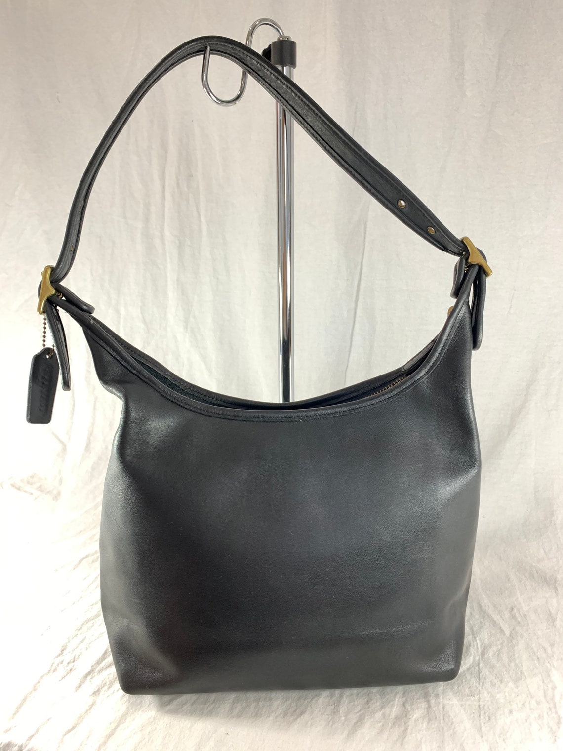 1990 COACH Vintage Black Leather Shoulder Bag Made in the | Etsy