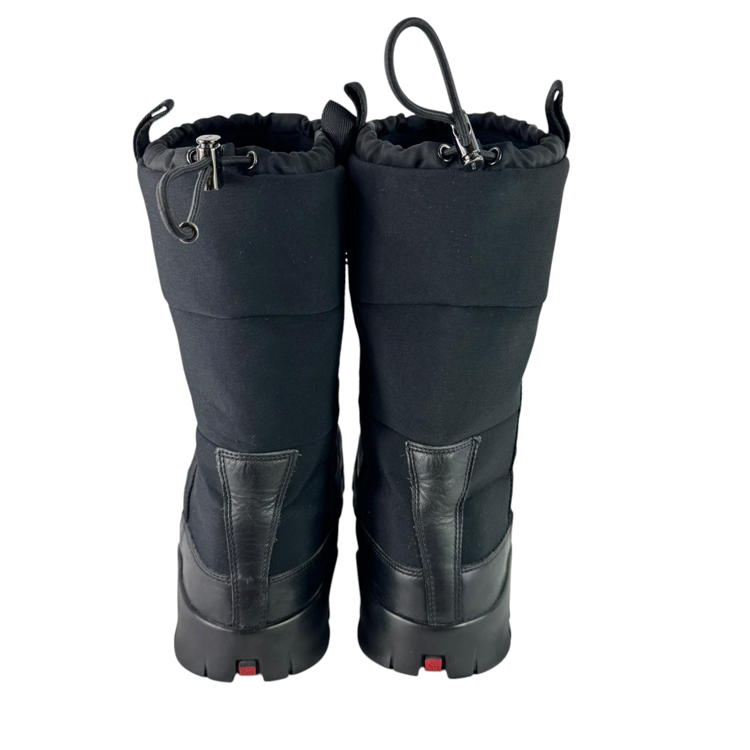PRADA Linea Rossa Black Nylon Quilted Snow Boots Apres Ski 10.5UK