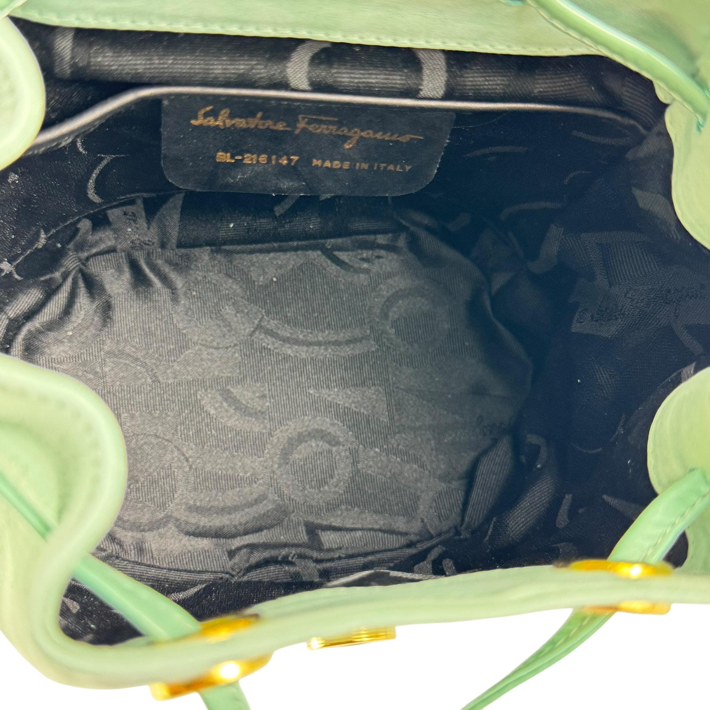 SALVATORE FERRAGAMO Gancini Light Turquois Nubuck Leather 
