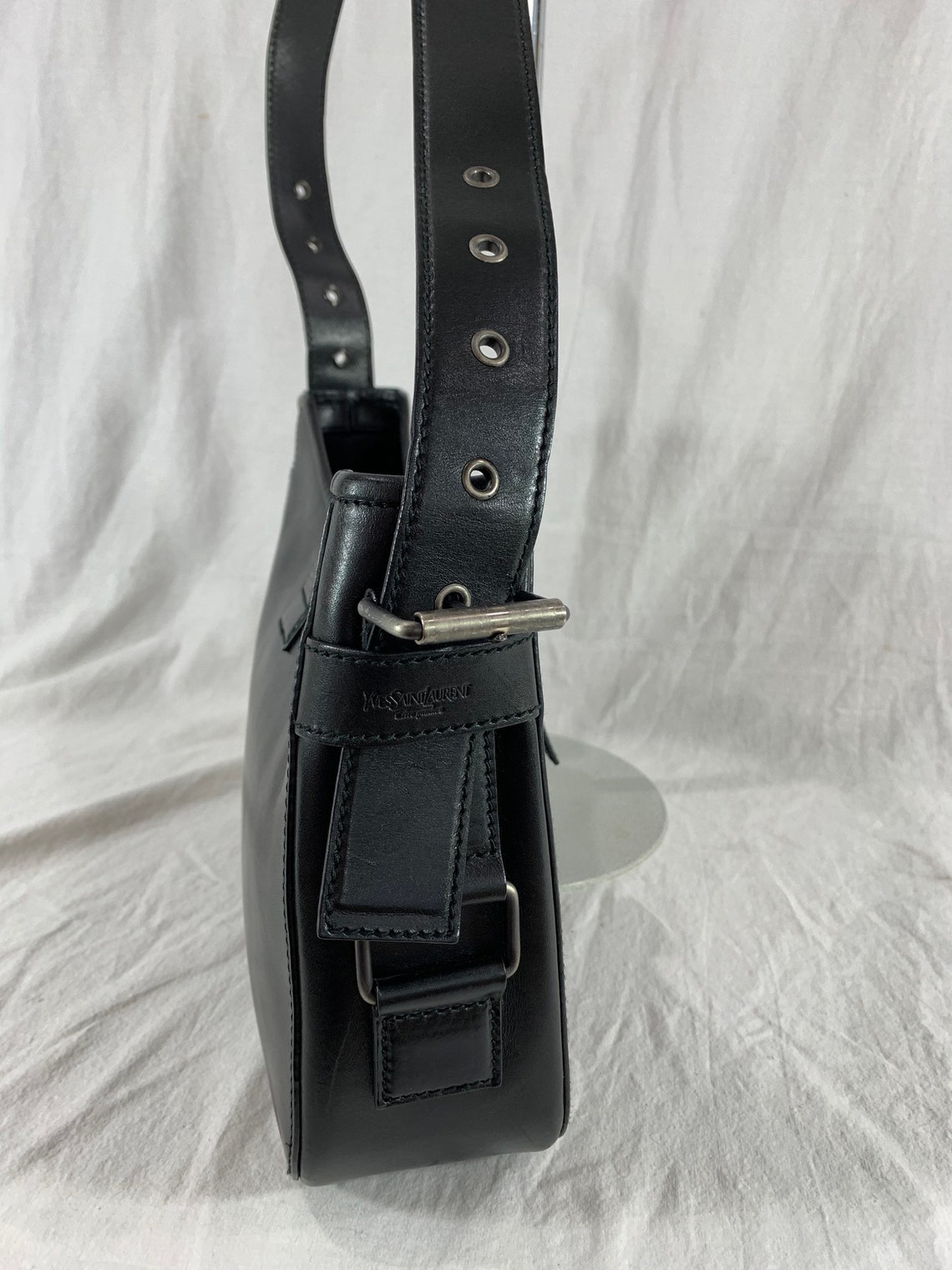 YSL Yves Saint Laurent Black Leather Satchel Shoulder Bag Made | Etsy