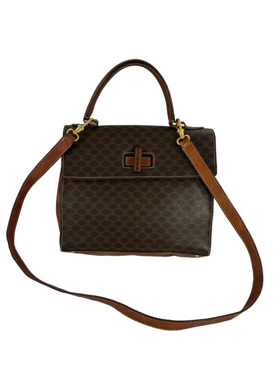 CELINE Vintage Brown Canvas Macadam 2 Way Top Handle Shoulder Bag Made in Italy Etsy