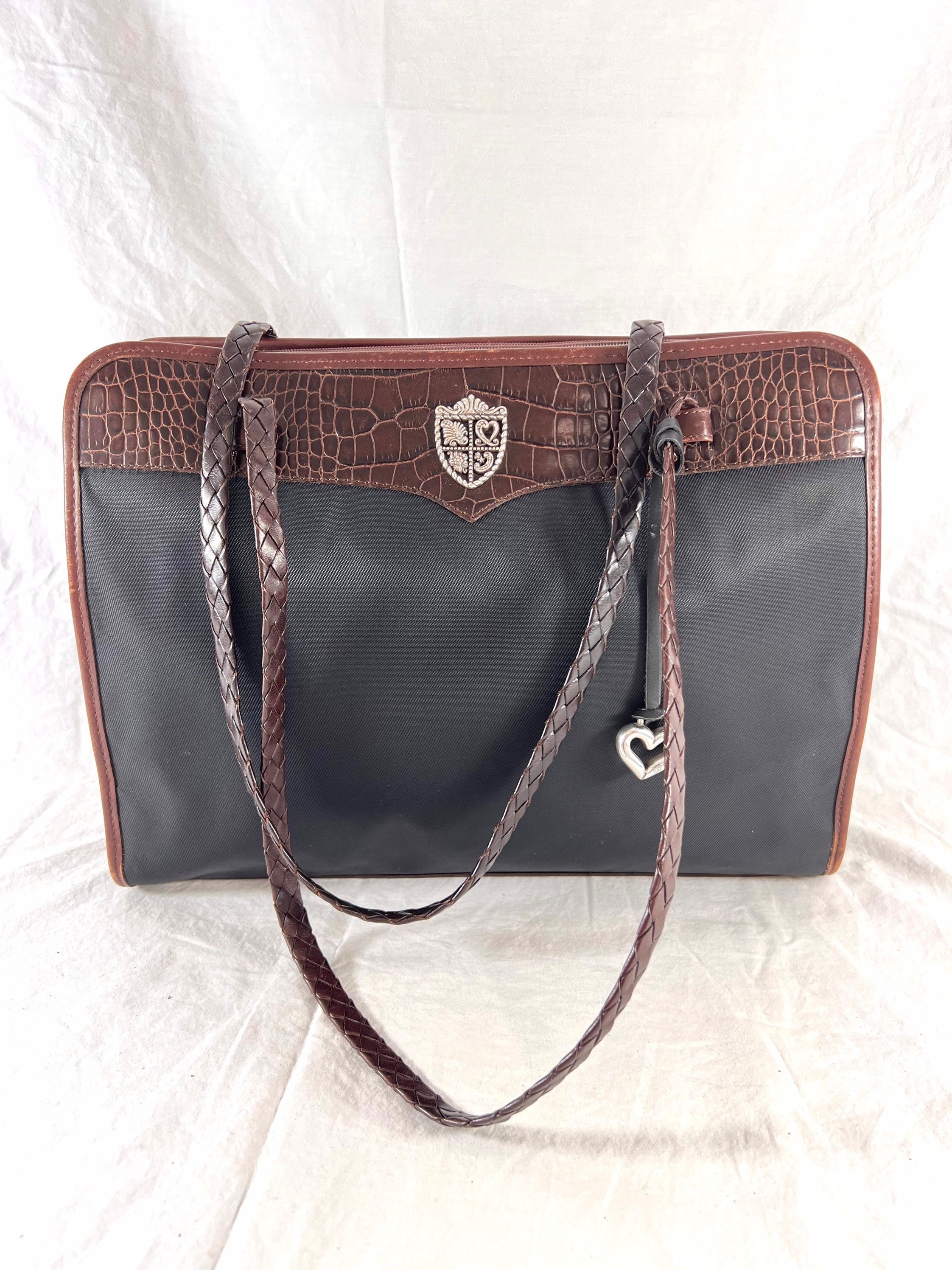 Brighton Vintage Gray Woven Raffia Shoulder Bag With Crystals & Beads
