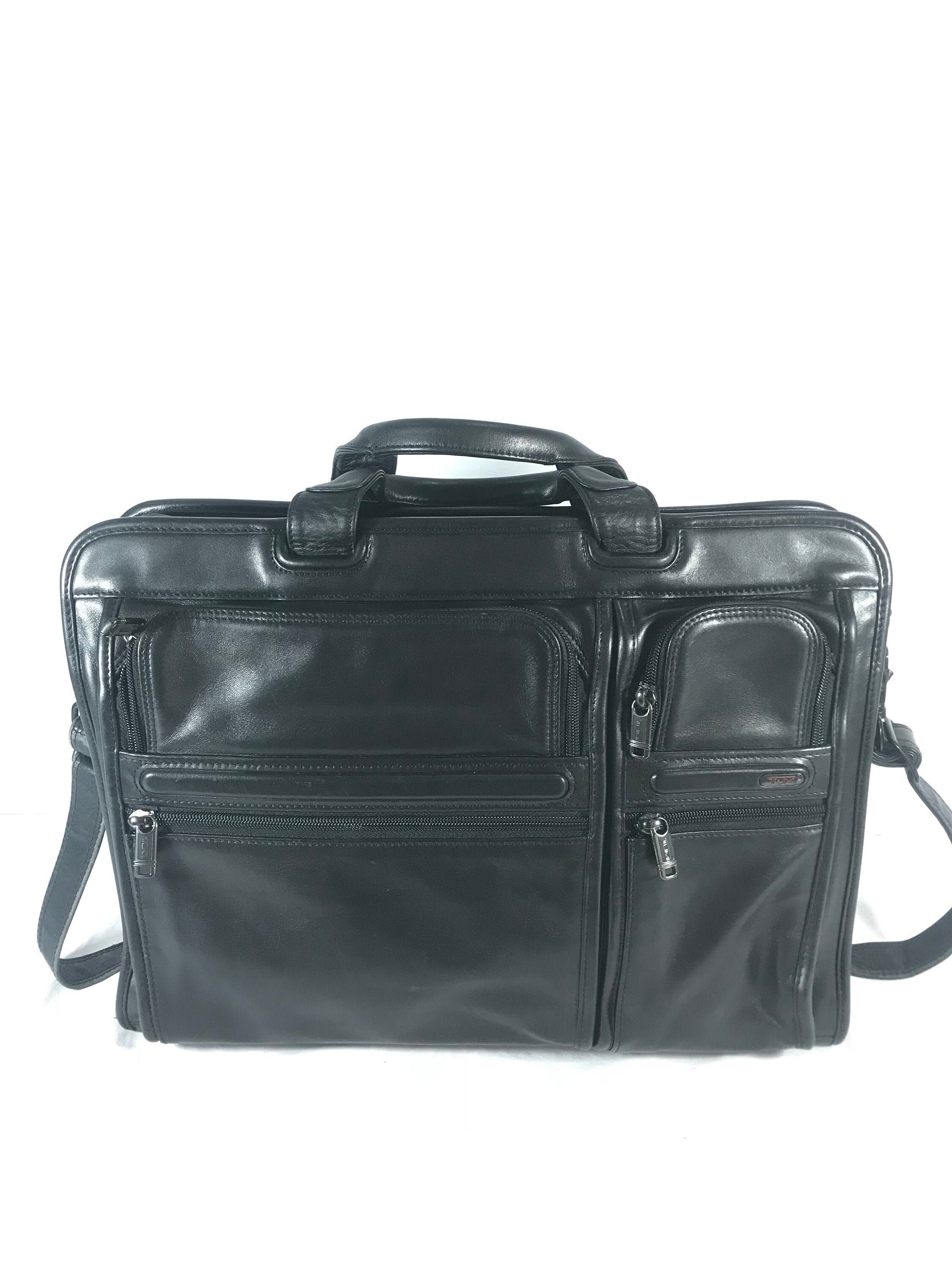 TUMI Great Vintage Authentic Black Leather Briefcase Messenger Etsy
