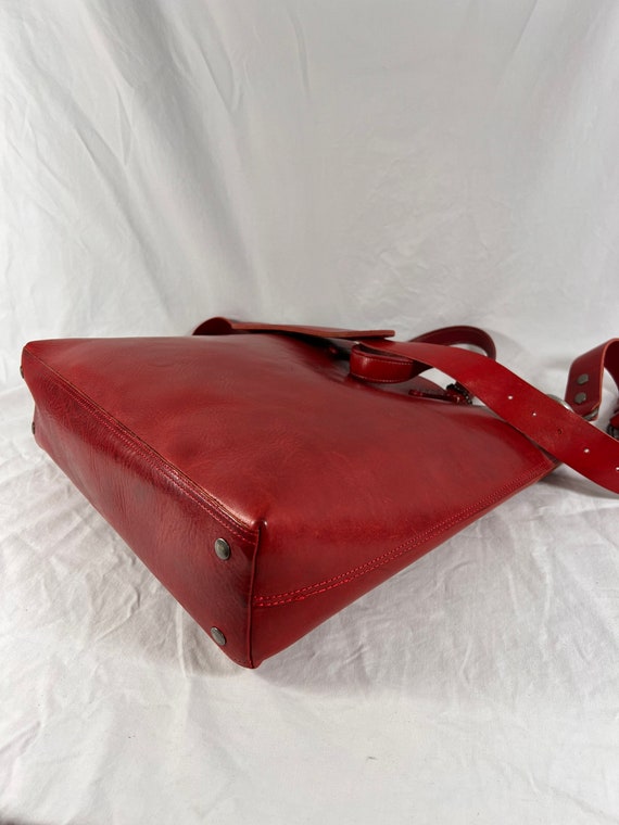 WILL LEATHER GOODS Red Leather Business Tote Cros… - image 5