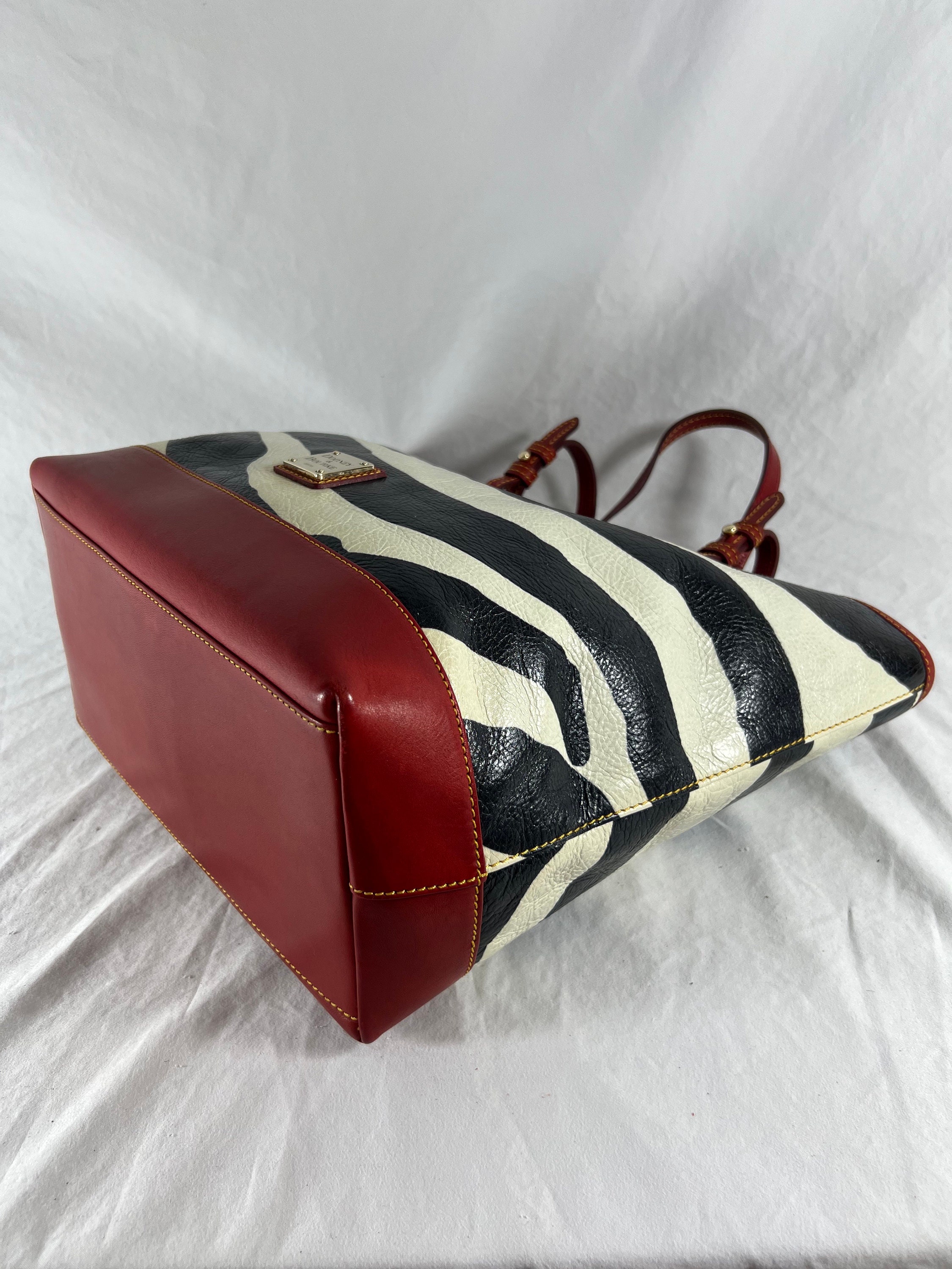 DOONEY BOURKE Red Multicolor Leather Zebra Print Tote Bag Etsy Ireland
