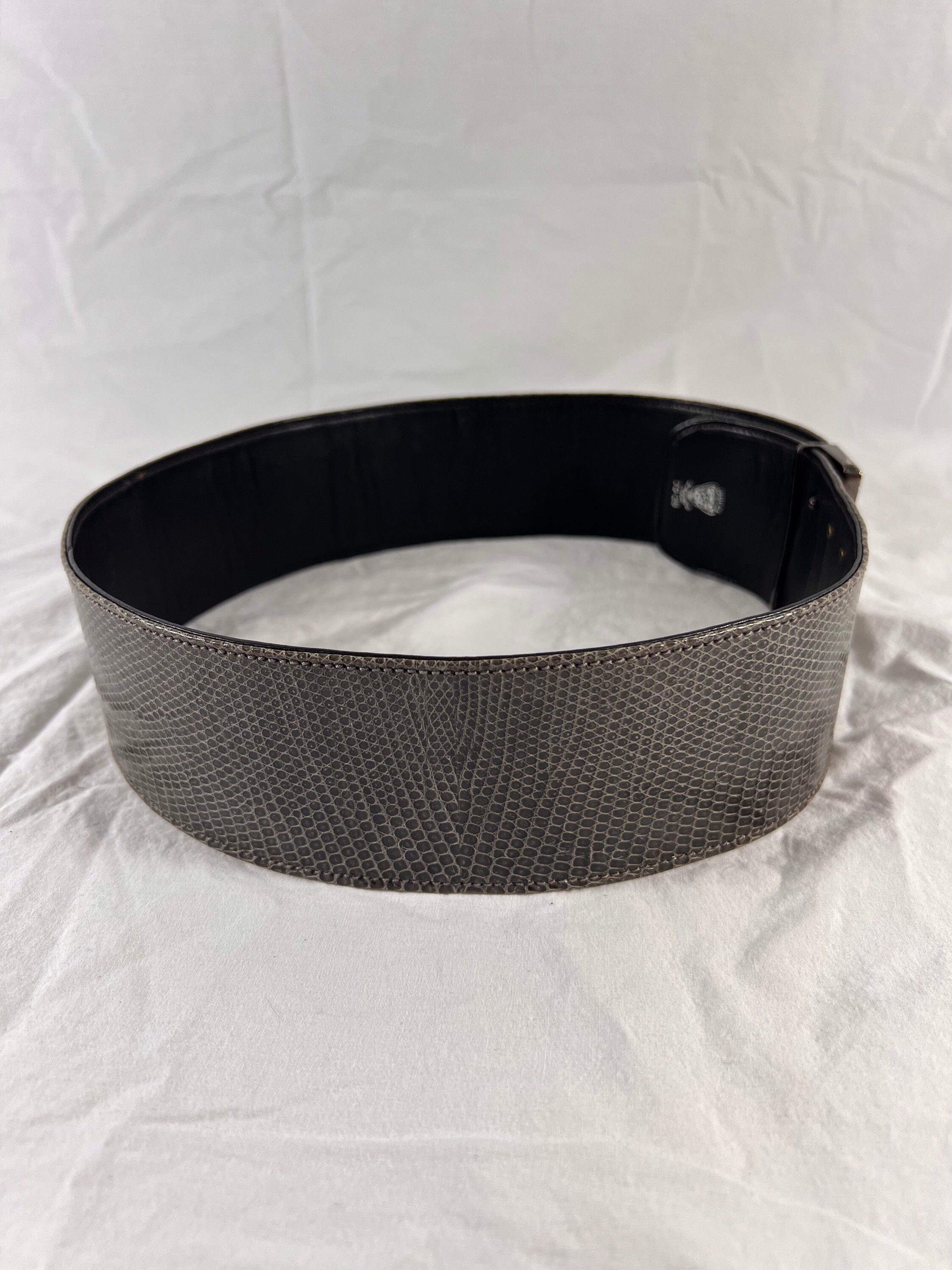 GUCCI Wide Gray Lizard and Leather Belt 70-28 GUCCI Vintage Wide Gray Lizard and Leather Women main image 4