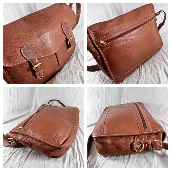 Vintage Authentic Tan Leather Briefcase Messenger… - image 9