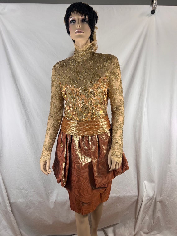 10% OffSALE PAUL LOUIS ORRIER Sequins Viscose Metallic Brown Dress Made in France M