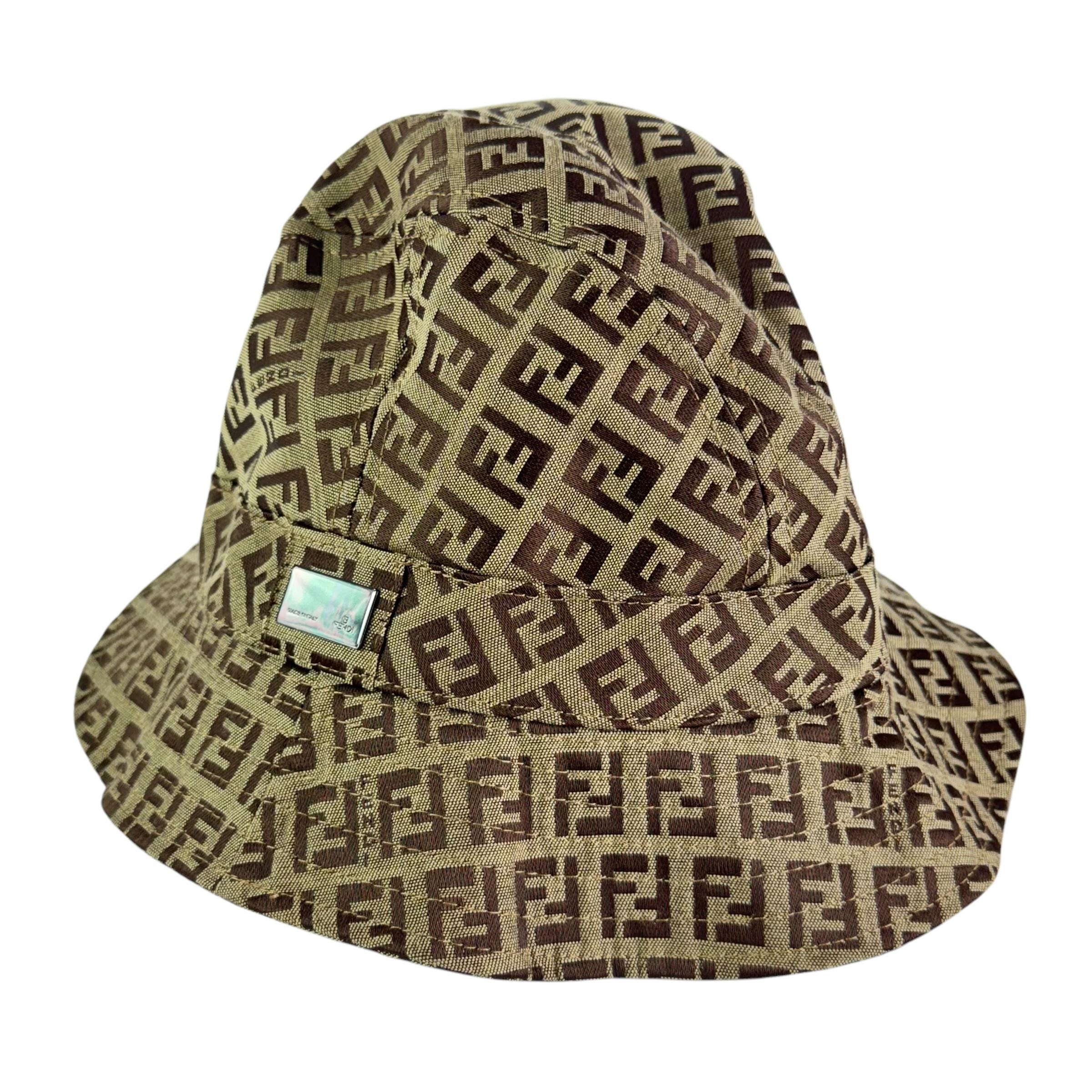 Auth FENDI Zucca Khaki Black Yellow Canvas Cap Vintage | eBay