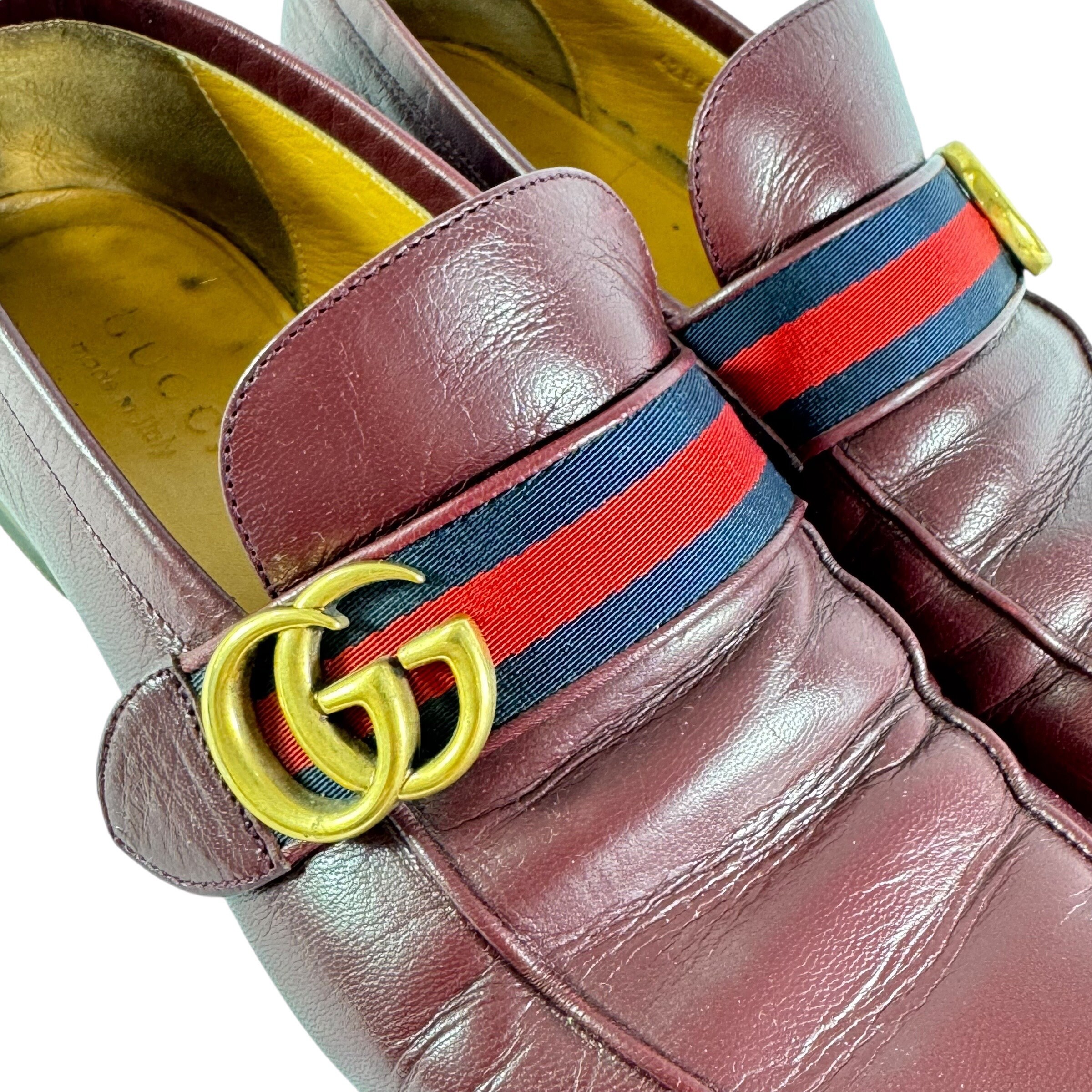 GUCCI バーガンディ ローファー EU EXCLUSIVE Gucci Black leather mid-heel loafer, 39 - BOPF | Business of