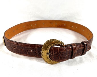Saks Fifth Avenue Genuine Caiman Crocodile Womens Brown Belt Medium Saks Fifth Avenue | Accessories | Saks Fifth Avenue Genuine  main image 3