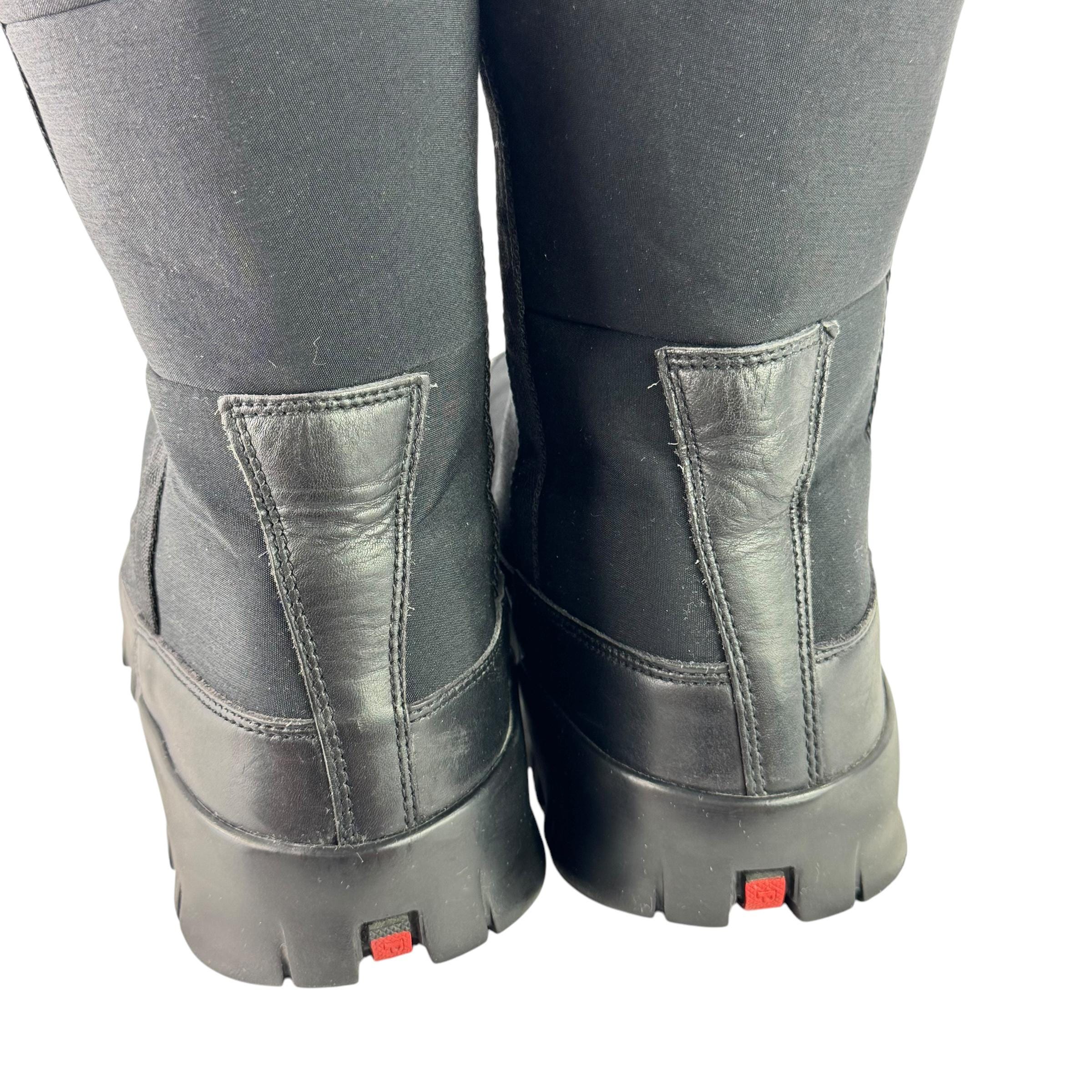 PRADA Linea Rossa Black Nylon Quilted Snow Boots Apres Ski 10.5UK