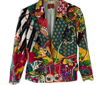 Vintage Kenzo Paris Wool Kimono Jacket Wrap Coat Ethnic Stripe