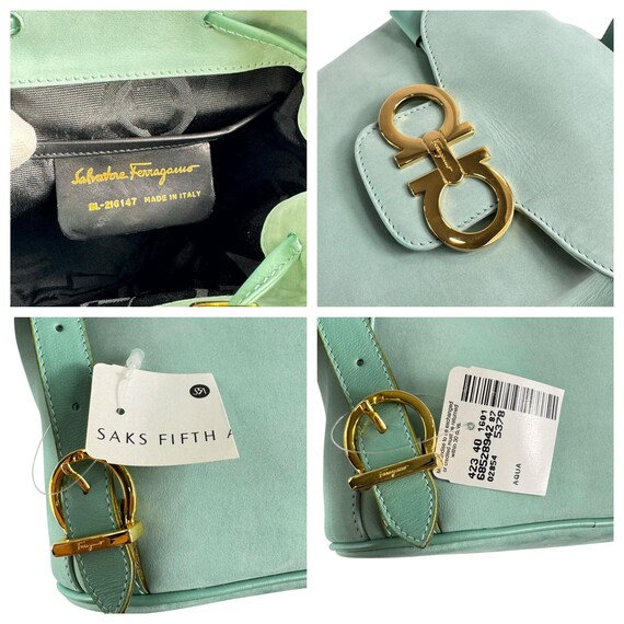 SALVATORE FERRAGAMO Gancini Light Turquois Nubuck Leather  display picture 3