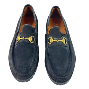 GUCCI Vintage Schwarz Wildleder Horsebit Herren Loafers Made in Italy 9D - 9.5US
