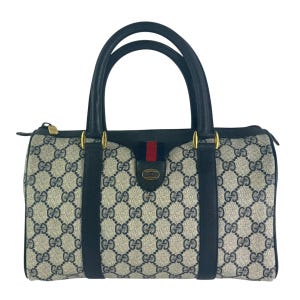 Colección de accesorios GUCCI Bolso Boston Satchel Supreme Sherry Line de lona azul marino