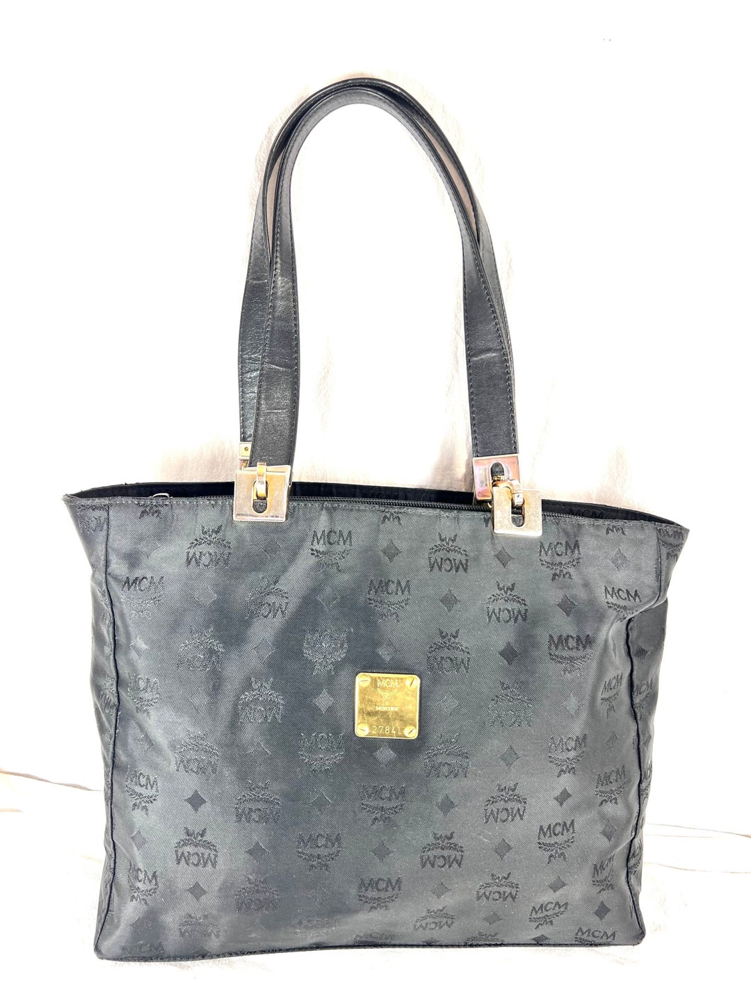 MCM Cognac Vintage 90s Monogram Visetos Shoulder Tote Bag at