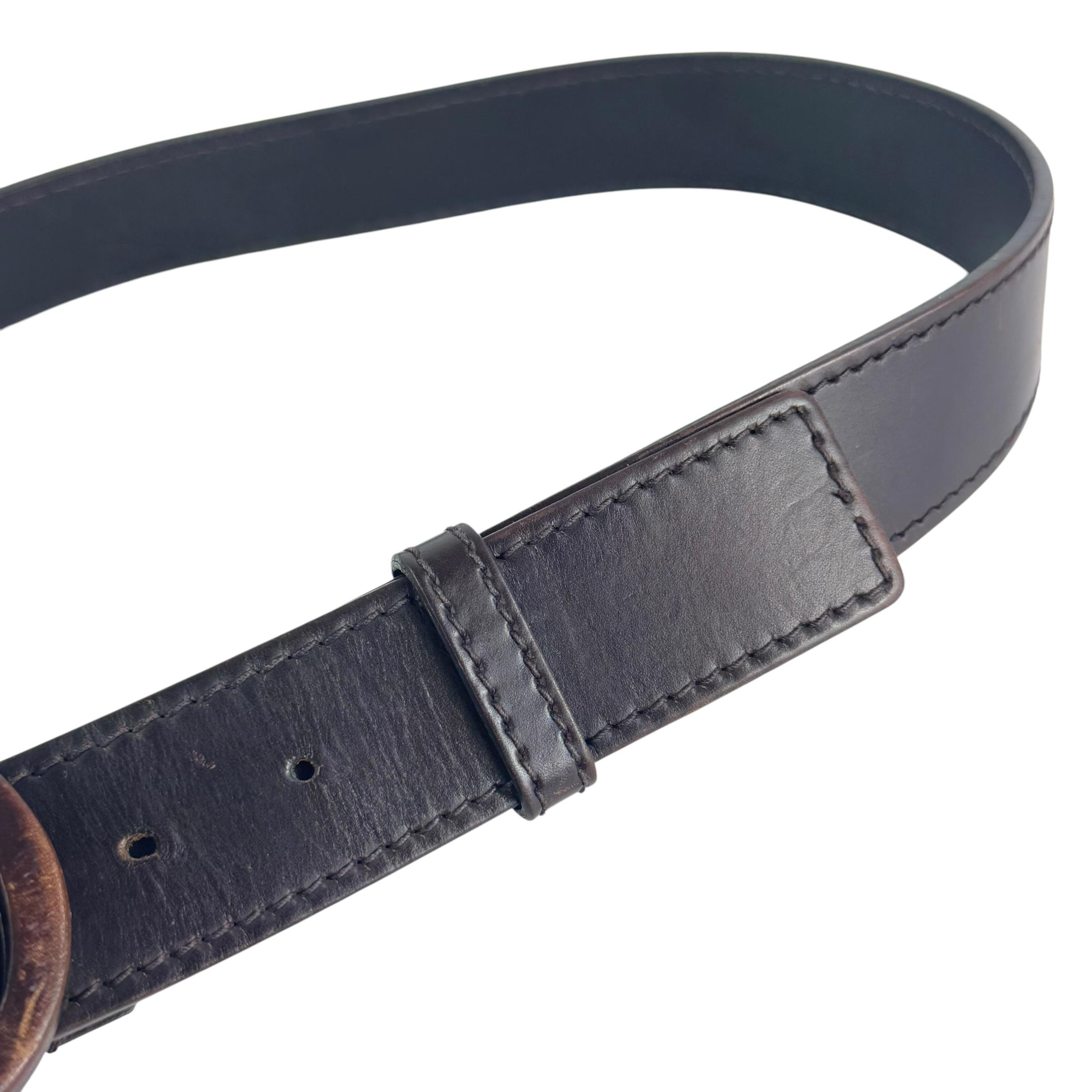 Authentic GUCCI Red Patent Leather Black Interlocking G Plaque Buckle Belt 90/36 GUCCI Brown Leather GG Wood Interlocking Buckle Men main image 3