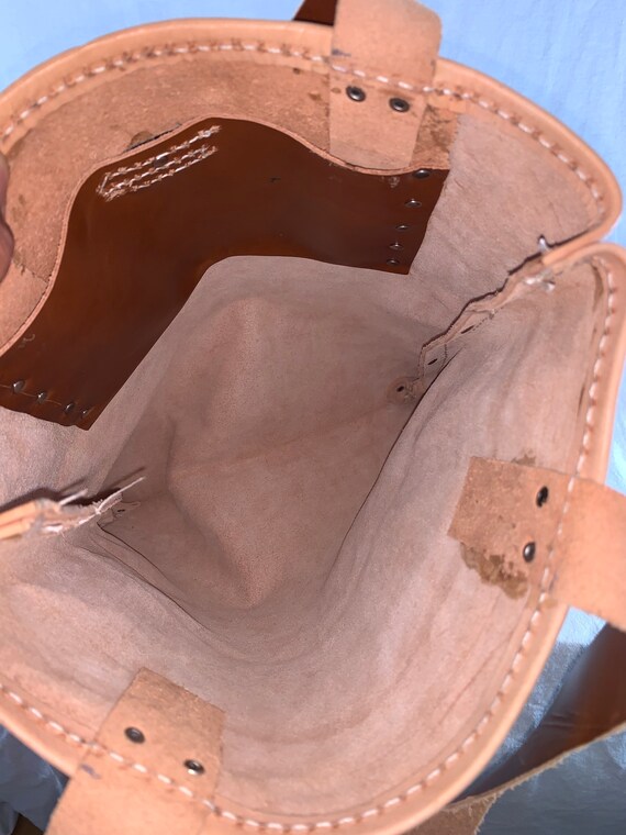 Great Natural Tan Leather Tote Shoulder Bag - image 10