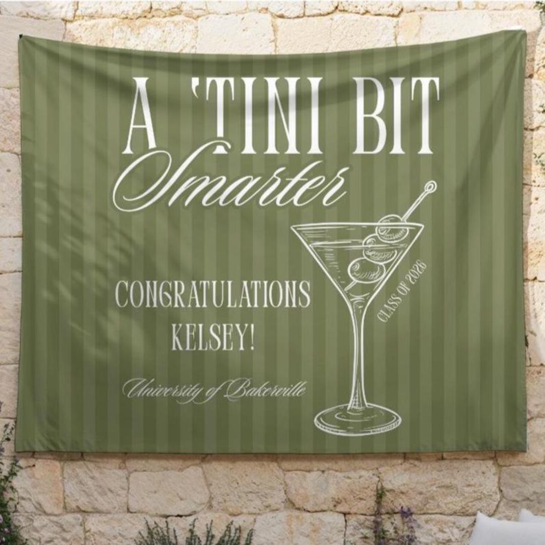 Welcome Bit A 'tini Bit Smarter Custom Graduation Welcome Sign, Fabric Backdrop ...
