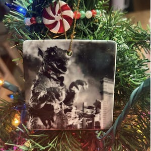 Gorgo Ceramic Christmas Ornament Or Coaster Shelf/Desk Sitter New Handmade USA Godzilla Monster Movie