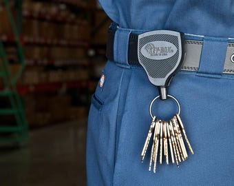 El llavero retráctil de carrete de llave resistente más vendido con cerradura de rótula patentada (clip de cinturón de metal) SUPER48 utilizado por el hospital de las fuerzas del orden.