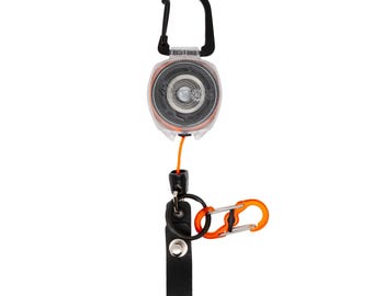 Organizador de llavero retráctil con mosquetón Nite Ize® S-Biner y correa súper resistente - Mosquetón (cordón naranja vibrante de 61 cm) para bolsos, viajes, escuela y trabajo