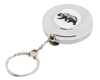 Retractor original "California Bear", edición especial del sur de California, con llavero y estuche de regalo, cadena de acero inoxidable de 61 cm, para comerciantes, ejército y gobierno.