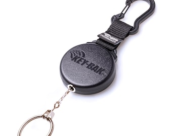 Llavero retráctil con cadena de acero inoxidable, mosquetón metálico y correa de cincha "SECURIT", duradero para exteriores, seguridad EDC resistente y militar.