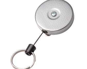 Retractor industrial con carrete de llave original (texturizado negro), cable de Kevlar de 36" Super (fabricado en EE. UU. desde 1948), para administración, seguridad, oficinas y gobierno.
