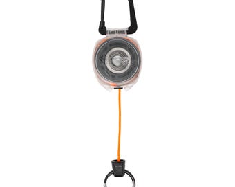 Llavero retráctil con accesorio adicional: mosquetón (cordón naranja brillante de 61 cm) para bolsos, senderismo, actividades al aire libre, viajes, escuela, seguridad y organizador de llaves.