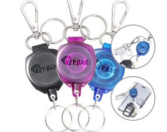 Llavero retráctil SnapBack con cierre de mosquetón (solo con anilla partida) - Alcance de 61 cm - Carcasa color esmerilado - Fabricado en EE. UU.