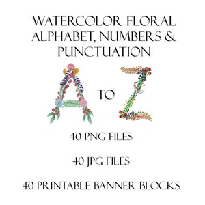 Floral Alphabet Clipart, Letters Clipart, Floral Alphabet Printables, Digital Download, Floral Digital Letters, Floral Font Clipart image 2