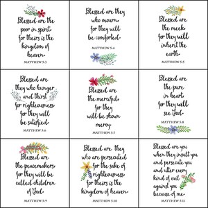 The Beatitudes Printable Wall Art, Digital Download, Matthew Chapter 5 ...