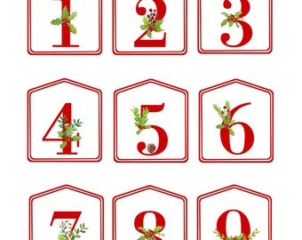 1-25 Print Wooden Numbers 25 Pieces DIY Christmas ADVENT 