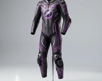 Purple Tech Motorcycle Racing Suit | Custom Leather  Track Suit