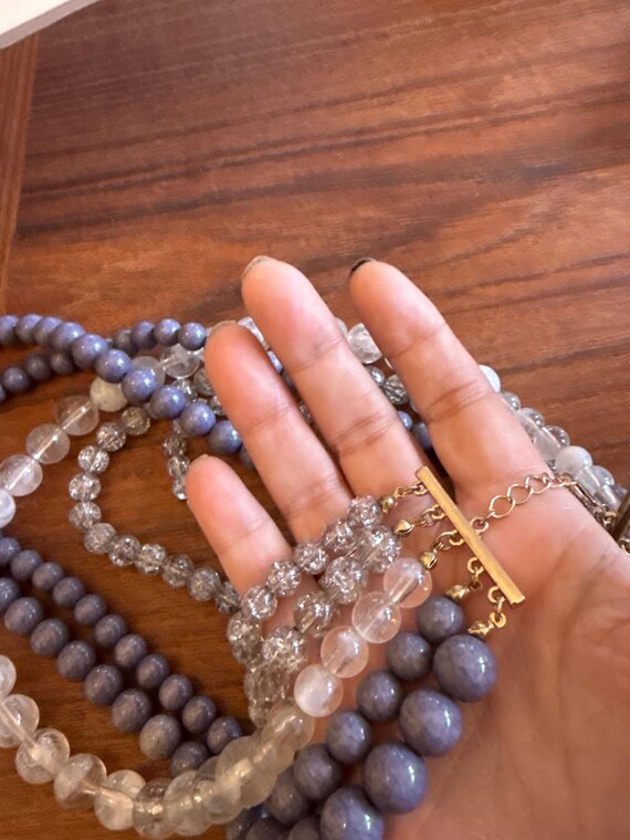 Charming Charlie Multi Strand Necklace, Gray Lave… - image 10