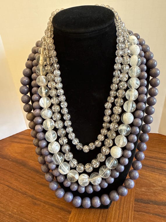 Charming Charlie Multi Strand Necklace, Gray Lave… - image 1