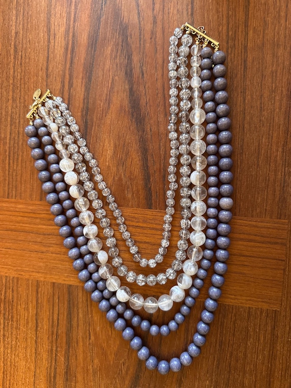 Charming Charlie Multi Strand Necklace, Gray Lave… - image 9