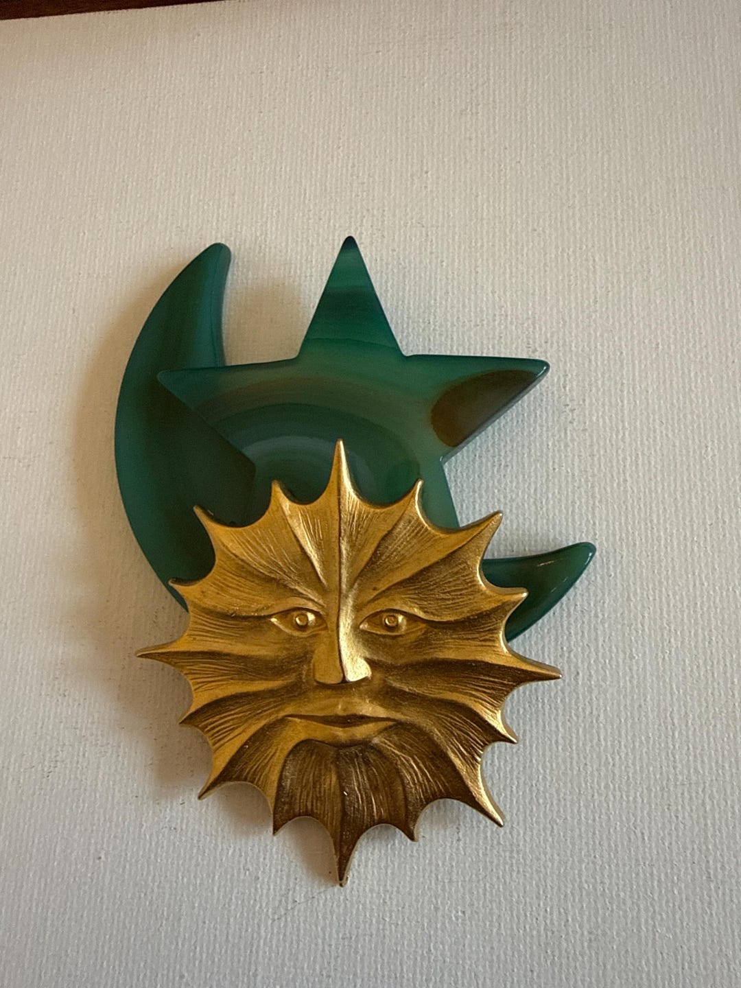 Sun Face Pin Vintage L.S. Green Man Brooch, Gold Tone Pagan Sun Face Pin - Etsy