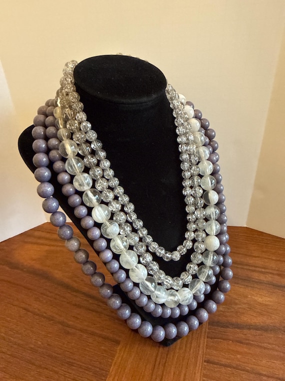 Charming Charlie Multi Strand Necklace, Gray Lave… - image 5